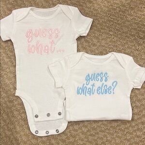 Twin Gender Reveal - Boy and Girl - White Baby Onesies Newborn